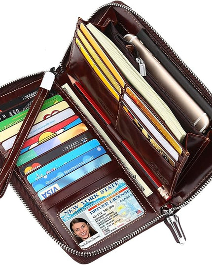 Lavemi Small Compact Women Wallet RFID Blocking Genuine Leather Bifold Purse with ID Windows
