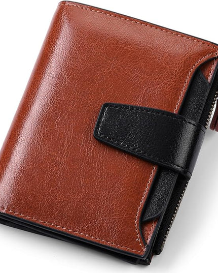 FALAN MULE Small Wallet for Women Leather Bifold Compact RFID Blocking Small Womens Wallet Purse