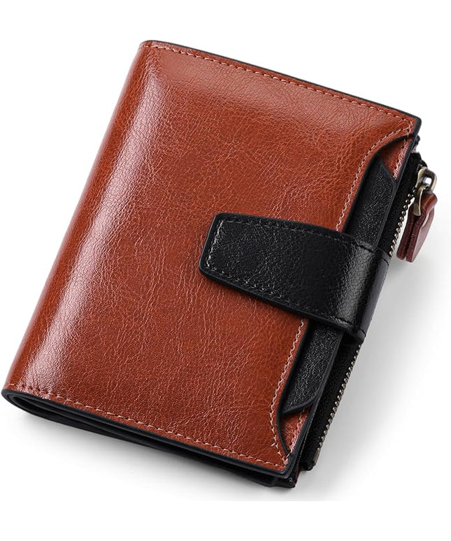 FALAN MULE Small Wallet for Women Leather Bifold Compact RFID Blocking Small Womens Wallet Purse