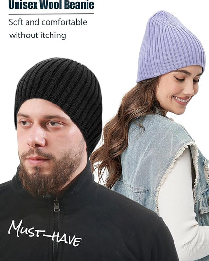 choshion Wool Knit Fisherman Beanie Hat for Men Women,Cuffless Warm Short Cuff Beanies Toboggan Ski Hats Winter Skull Cap