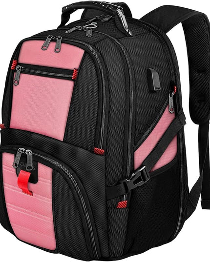 YOREPEK Travel Backpack, 50L Laptop Backpacks for Men Women, Water Resistant Airline Approved Bag with USB Charging Port Fits 17 Inch Computer, Pink