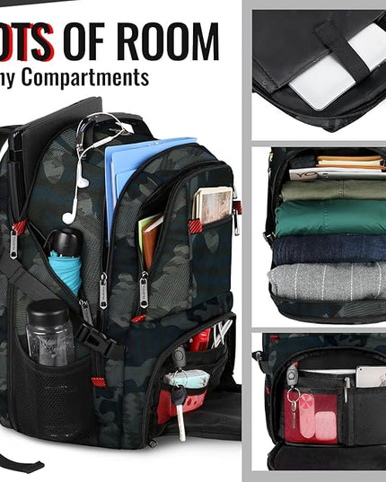YOREPEK Travel Backpack, Extra Large 50L Laptop Backpacks for Men Women, Water Resistant College Backpack Airline Approved Business Work Bag with USB Charging Port Fits 17 Inch Computers, Camouflage