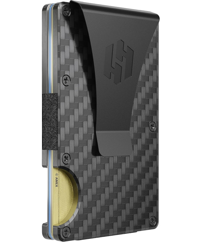 Hayvenhurst Wallet For Men - Reinvented Design Men's Wallet - Slim, Minimalistic & Seamless, Blocks RFID Scanners with a Money Clip (Carbon Fiber)