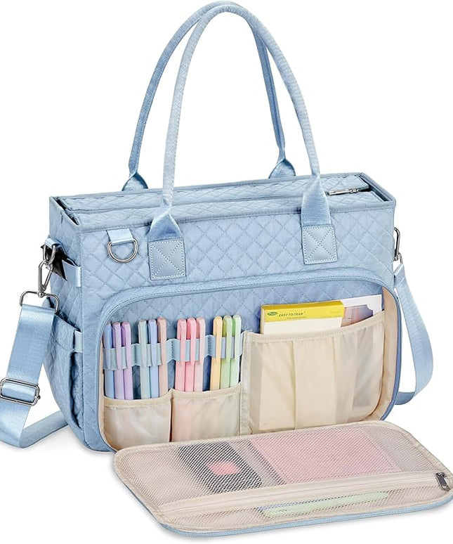 FIORETTO Teacher Tote Bag for Women with Laptop Compartment, Large Cup Holder, Zip Closure, Ideal for Work, Bible, Nurse