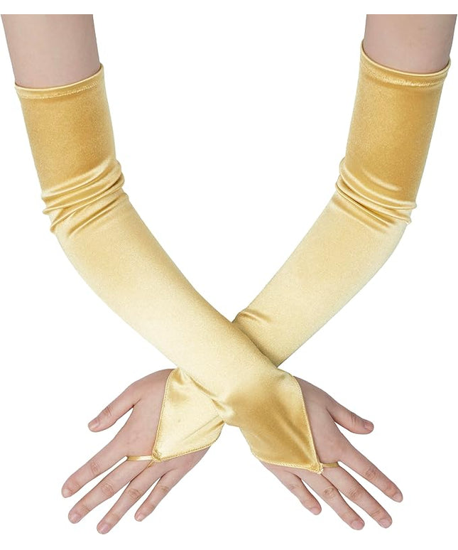 BABEYOND Long Opera Party 20s Satin Gloves Stretchy Adult Size Elbow Length