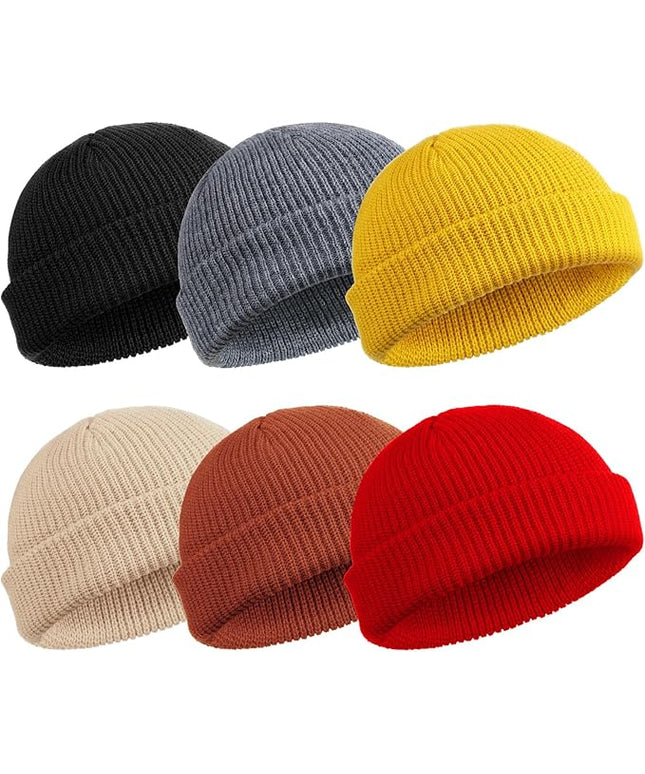SATINIOR 6 Pieces Trawler Beanie Watch Hat Roll up Edge Skullcap Fisherman Beanie Unisex