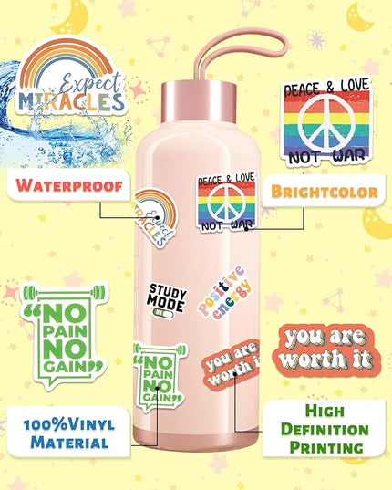 Greingways 300 PCS Inspirational Stickers for Adults, Motivational Water Bottle Stickers for Teens Kids Teachers, Journaling Scrapbook Laptop Positive Quote Vinyl Sticker for Vision Board Supplies