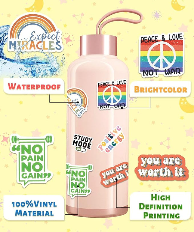 Greingways 300 PCS Inspirational Stickers for Adults, Motivational Water Bottle Stickers for Teens Kids Teachers, Journaling Scrapbook Laptop Positive Quote Vinyl Sticker for Vision Board Supplies