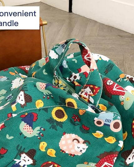YuppieLife Stuffed Animal Storage Bean Bag Chairs Canvas Cover for Kids(No Filling)/Machine Washable and Durable Toddler Bean Bag Sofa Cover for Room Decor (Farm, 27'')