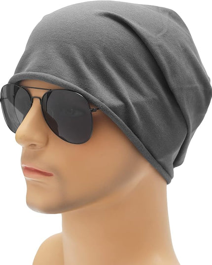 ZLYC Cotton Thin Slouchy Beanie Hat for Men Women Fashion Soft Stretch Knit Skull Cap