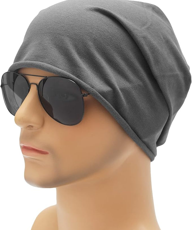ZLYC Cotton Thin Slouchy Beanie Hat for Men Women Fashion Soft Stretch Knit Skull Cap