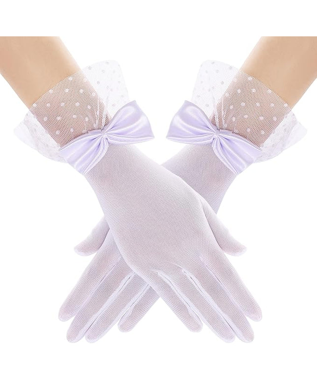 BABEYOND Lace Gloves for Women - Bow Short Prom Gloves Evening Elegant Accessories for Wedding Opera Party