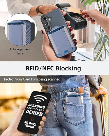 HiWe for MagSafe Wallet for Galaxy S25/S24 Series with Magnetic Case and iPhone 17/16/15/14/13/12 Series, No Case, 6 Cards Holder, RFID Leather Slim Lavender