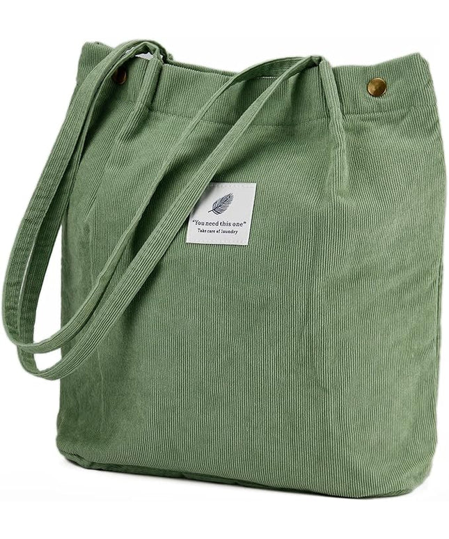 Corduroy Tote Bag Cute Tote Bags for Women Shoulder Bag with Inner Pocket for Work Beach Travel and Shopping Grocery