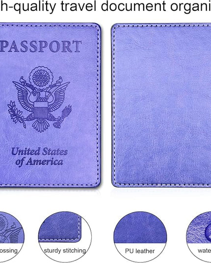 Herain Passport Holder for Travel Cruise Essentials 2 Pcs, Passport Cover Wallet Case Travel Gifts Women Men Family, Passports Book Holders Vacation Accessories Must Haves