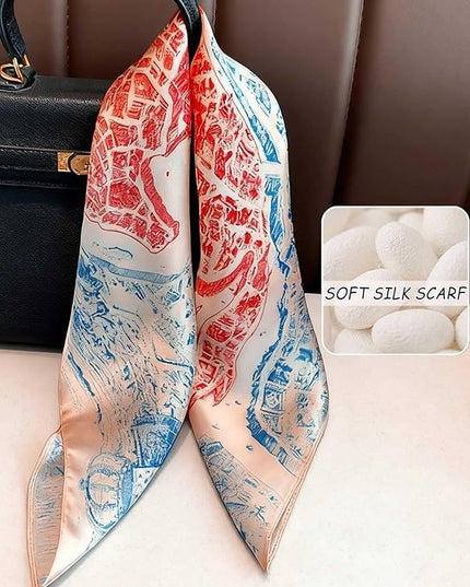 100% Mulberry Silk Scarf for Women Hair Lightweight Square Neckerchief Wrap For Head Scarves 21"