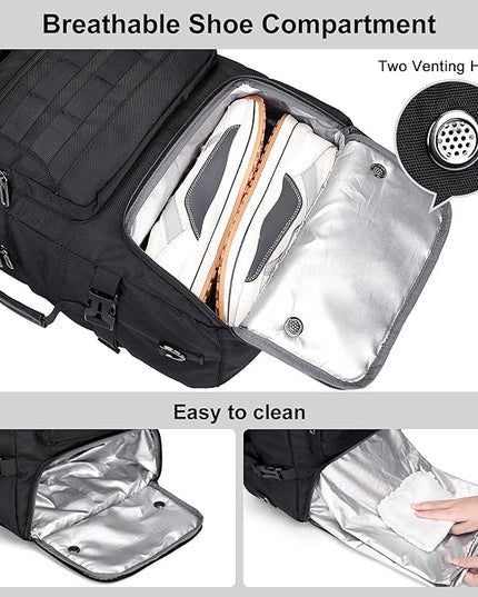 PIJUSHI Travel Backpack for Women Carry on Luggage Backpack Airline Approved Duffle Bag Rucksack with Shoe Compartment(PE048 Black)