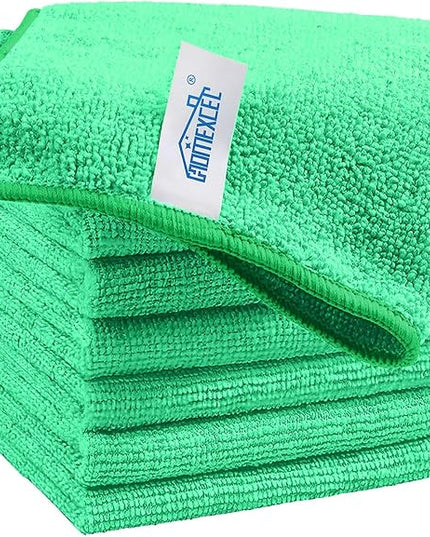 HOMEXCEL Green Microfiber Cleaning Cloth, 8 Pack Cleaning Towels for Kitchen, Lint Free, Scratch-Free, Highly Absorbent, and Reusable Cleaning Rags for House, Window and Glass, Cars, 11.5 X11.5 inch