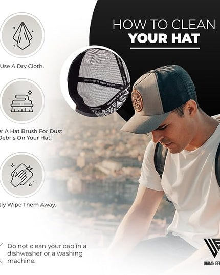 Urban Effort Mesh Back Cap - for Men and Women Baseball Hat 5-Panel Trucker Hat - Great Snapback Closure for Hunting & Hiking