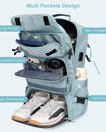 PIJUSHI Carry on Travel Backpack for Women Convertible Duffel Bag Backpack Large Luggage Rucksack Fit 16 Inch Laptop(PE039 Blue)