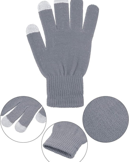 Pangda 12 Pairs Winter Touch Screen Gloves for Men Women Stretch Knitted Texting Gloves Warm Windproof Solid Color Mittens