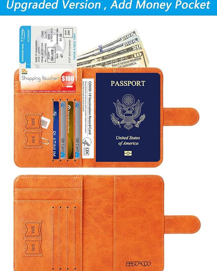 Passport Holder Cover Wallet RFID Blocking Leather Card Case Travel Accessories for Women Men (Claybank)