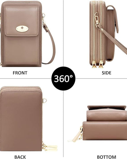 KUKOO Small Crossbody Bag Cell Phone Purse Wallet with Credit Card Slots for Women