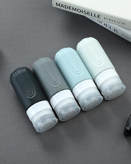 Travel Bottles for Toiletries, Tsa Approved 2oz Travel size Bottles, BPA Free Leak Proof Travels Toiletry Containers, Traveler Accessories with Toiletry Bag for Shampoo Liquid (4 Pack)