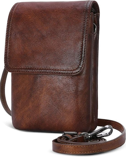 Iswee Leather Crossbody Bags for Women RFID Blocking Cell Phone Purse Small Anti-Theft Zippered with Card slots