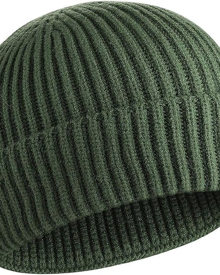 50% Wool Warm Cuffed Swag Knit Short Fisherman Beanie for Men Women Winter Hats Trawler Skull Cap