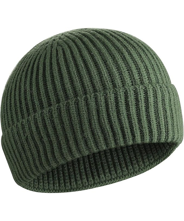 50% Wool Warm Cuffed Swag Knit Short Fisherman Beanie for Men Women Winter Hats Trawler Skull Cap