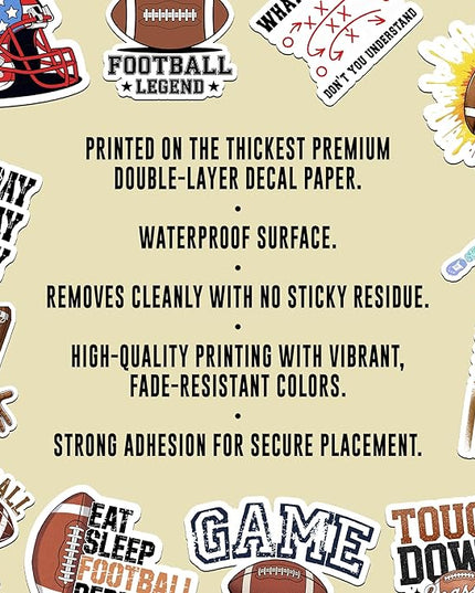 12PCS Football Stickers for Kids, Football Stickers for Water Bottles, Fantasy Football Player Stickers Waterproof, Football Team Stickers Vinyl