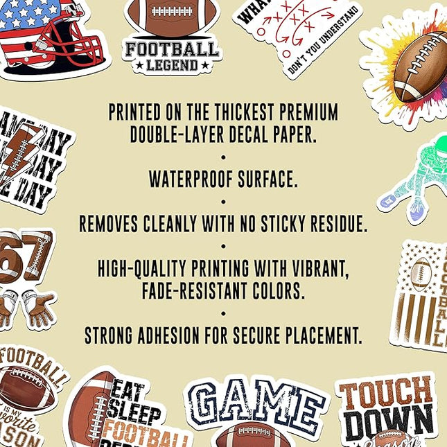 12PCS Football Stickers for Kids, Football Stickers for Water Bottles, Fantasy Football Player Stickers Waterproof, Football Team Stickers Vinyl