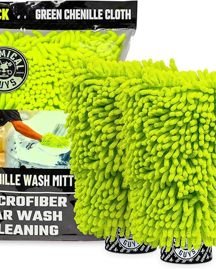Chemical Guys Chenille Premium Scratch-Free Microfiber Wash Mitt for Car Washing,Lime Green,Ultra-Soft Car Wash Gloves,Swirl-Free Finish,Safe for Trucks,SUVs,Motorcycles,and More,(Pack of 24)