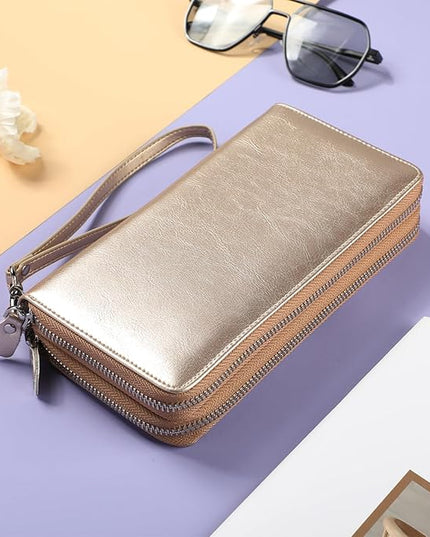 Lavemi Small Compact Women Wallet RFID Blocking Genuine Leather Bifold Purse with ID Windows