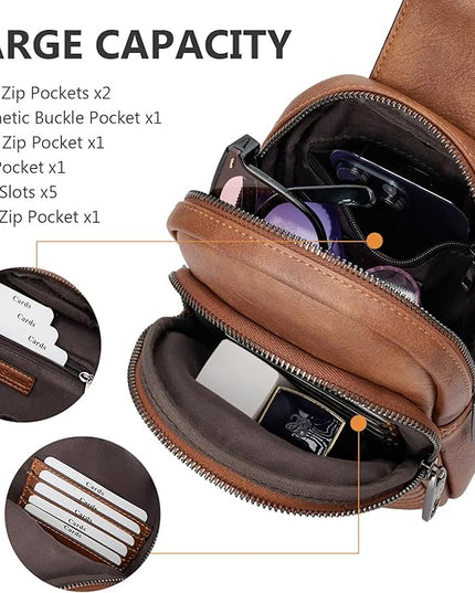 Leather Crossbody Bags for Women Small Sling Bag Anti Theft RFID Chest Purse Fanny Pack for Travel