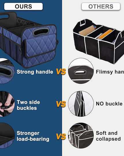 Deosk Car Trunk Organizer for SUV, Car Organizers and Storage with 6 Pocket, Car Accessories for Women/Men 70L Waterproof Polyester Trunk Organizer(Large, Navy Blue)