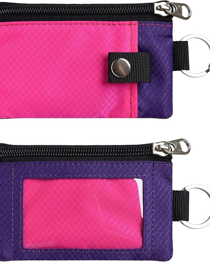 Minimalist RFID Blocking Small Wallet with ID Window,WaterResistant Zip Id Case Wallet with Lanyard Keychain for Cards,Cash,Travel,Women,Men