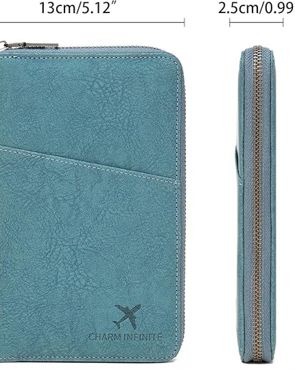 Family Passport Holder Wallet RFID Blocking Zippered Passport Wallet,Women and Men Travel Wallet Ladies Passport Cover