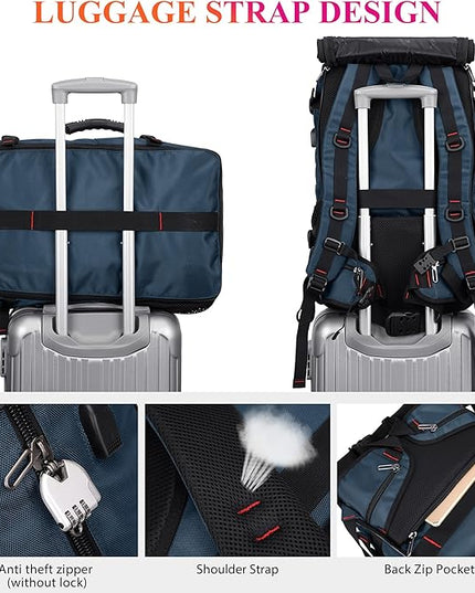 WITZMAN Carry on Travel Backpack for Men Women Airline Approved Convertible Nylon Duffle Backpack Luggage Bag (B682 blue)