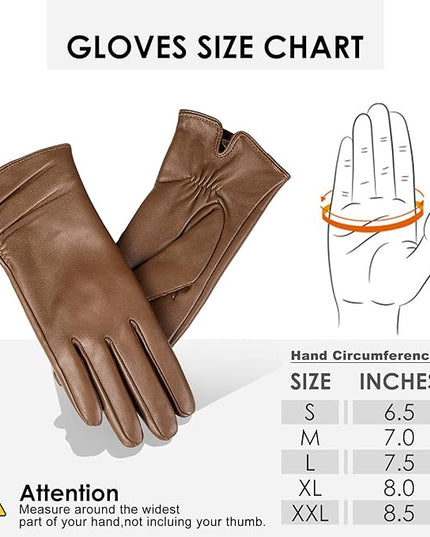 Womens Winter Leather Touchscreen Texting Warm Driving Lambskin Pure Genuine leather Gloves