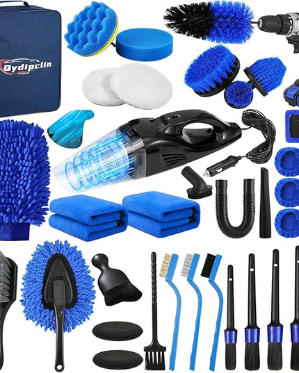 37Pcs Car Detailing Kit, Car Detailing Brush Set, Car Wash Cleaning Kit, Car Detailing Brushes, Professional Car Care Kit for Interior Exterior Wheels, Blue