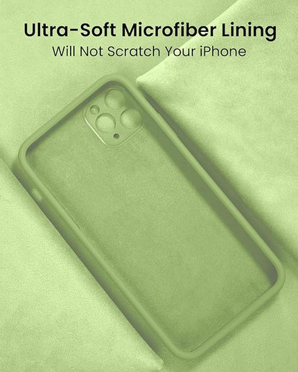 FireNova Designed for iPhone 13 Pro Max Case, Silicone [Camera Protection] Phone Case with [2 Screen Protectors], Soft Anti-Scratch Microfiber Lining Inside, 6.7 inch, Tea Green