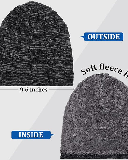 Geyoga 2/3/4 Pack Winter Beanie Hats for Men Warm Slouchy Beanies Hats Fleece Lined Thick Knitted Ski Skull Warm Cap