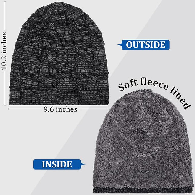 Geyoga 2/3/4 Pack Winter Beanie Hats for Men Warm Slouchy Beanies Hats Fleece Lined Thick Knitted Ski Skull Warm Cap