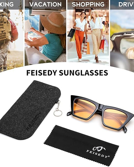 FEISEDY Vintage Square Cat Eye Sunglasses Women Trendy Cateye Sunglasses B2473