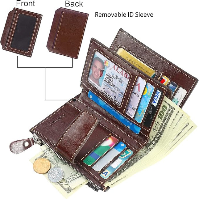 Lavemi Small Compact Women Wallet RFID Blocking Genuine Leather Bifold Purse with ID Windows