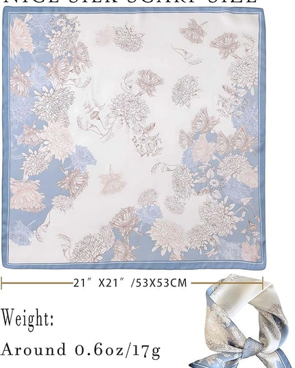 100% Mulberry Silk Scarf for Women Hair Lightweight Square Neckerchief Wrap For Head Scarves 21"