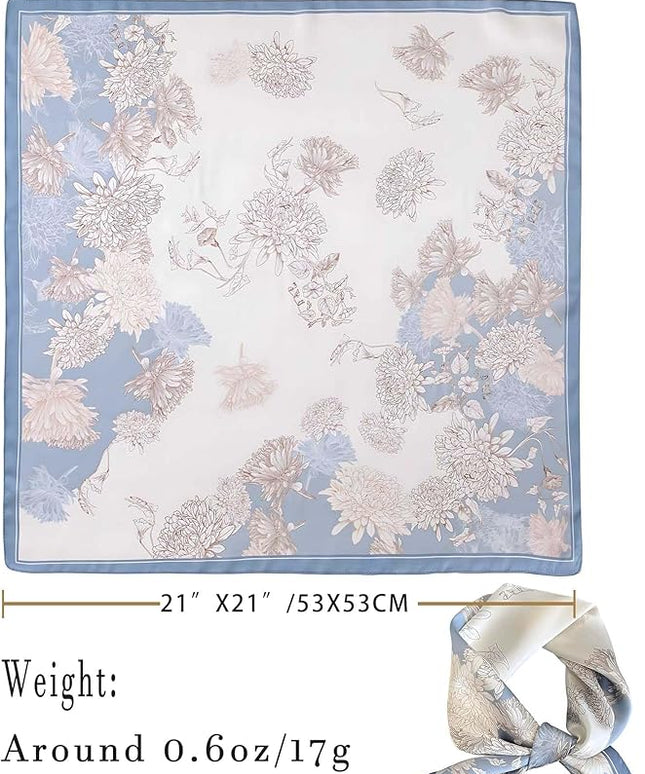100% Mulberry Silk Scarf for Women Hair Lightweight Square Neckerchief Wrap For Head Scarves 21"