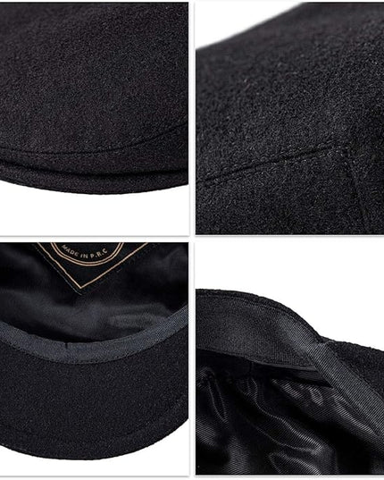 FEINION Men's Wool Tweed Newsboy Ivy Cap Gatsby Golf Flat Hat